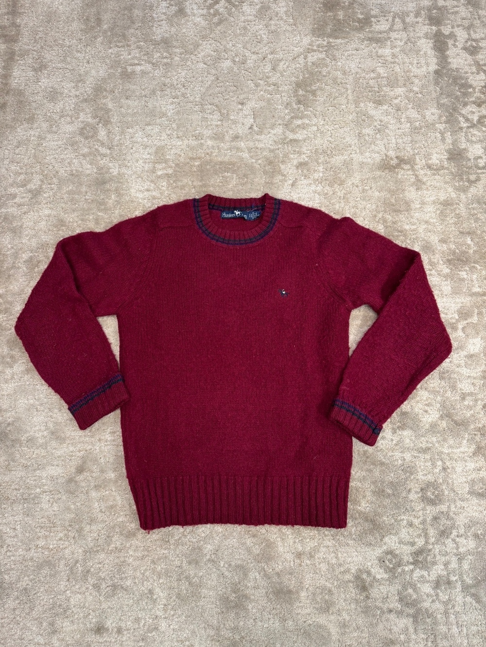 Vintage Hunters Run 100% Shetland Wool Burgundy Equestrian Sweater